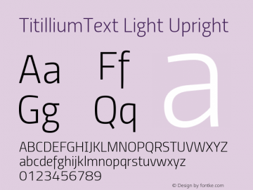 TitilliumText Light Upright Version 60.001 Font Sample