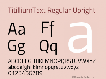 TitilliumText Regular Upright Version 60.001 Font Sample