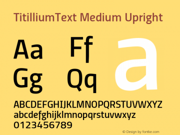 TitilliumText Medium Upright Version 60.001 Font Sample