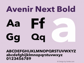 Avenir Next Bold 12.0d1e9 Font Sample