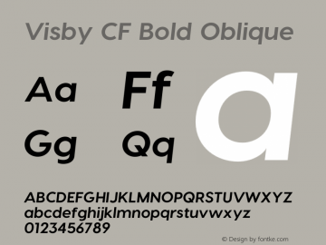 Visby CF Bold Italic Version 3.100;PS 003.100;hotconv 1.0.88;makeotf.lib2.5.64775 Font Sample