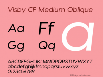 Visby CF Medium Italic Version 3.100;PS 003.100;hotconv 1.0.88;makeotf.lib2.5.64775 Font Sample