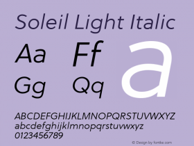 SoleilLt-Italic Version 1.001 Font Sample