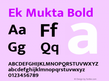 Ek Mukta Bold Version 1.2 Font Sample