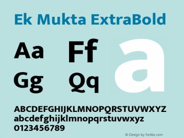 Ek Mukta ExtraBold Version 1.2 Font Sample