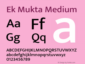 Ek Mukta Medium Version 1.2 Font Sample
