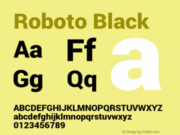 Roboto Black Version 1.100141; 2013 Font Sample
