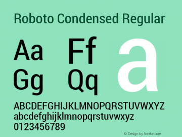 Roboto Condensed Regular Version 1.100141; 2013 Font Sample