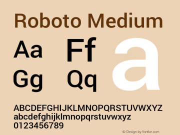 Roboto Medium Version 1.100141; 2013 Font Sample