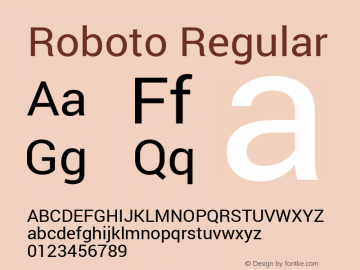 Roboto Regular Version 1.100141; 2013 Font Sample