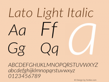 Lato Light Italic Version 2.015; 2015-08-06; http://www.latofonts.com/图片样张