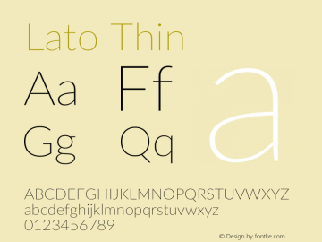 Lato Thin Version 2.015; 2015-08-06; http://www.latofonts.com/图片样张