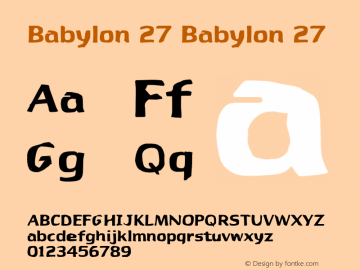 Babylon 27 Babylon 27 Version 1.00 Font Sample
