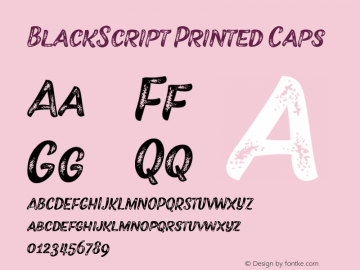 BlackScript Printed Caps 1.000 Font Sample