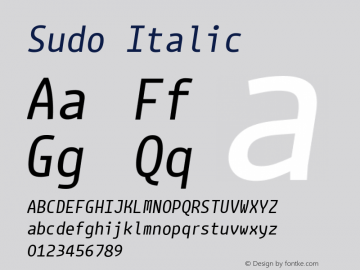 Sudo Italic Version 0.033 Font Sample