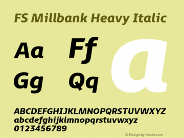 FSMillbank-HeavyItalic Version 1.000 Font Sample