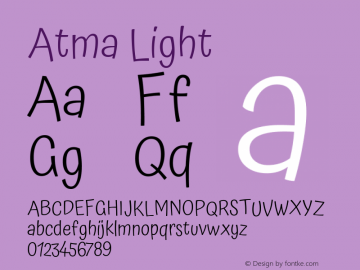 Atma Light Version 1.102;PS 1.100;hotconv 1.0.86;makeotf.lib2.5.63406 Font Sample