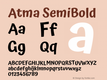 Atma SemiBold Version 1.102;PS 1.100;hotconv 1.0.86;makeotf.lib2.5.63406图片样张