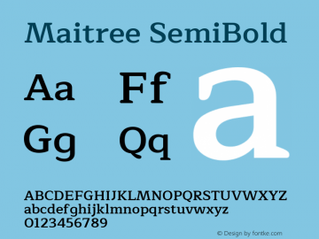 Maitree-SemiBold Version 1.000 Font Sample