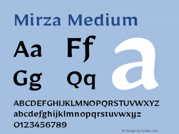 Mirza Medium Version 1.0010g Font Sample