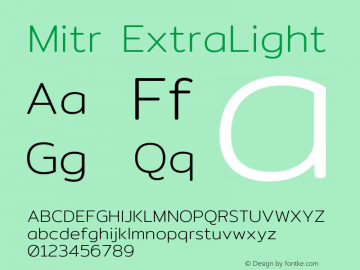 Mitr ExtraLight Version 1.001 Font Sample