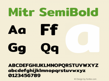 Mitr SemiBold Version 1.003 Font Sample