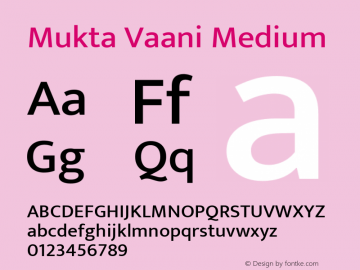 Mukta Vaani Medium Version 2.204;PS 1.000;hotconv 1.0.88;makeotf.lib2.5.647800 Font Sample