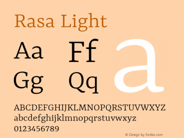 Rasa Light Version 1.001;PS 1.001;hotconv 1.0.88;makeotf.lib2.5.647800; ttfautohint (v1.3.34-f4db)图片样张