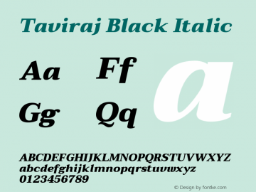 Taviraj Black Italic Version 1.001 Font Sample