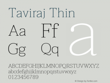 Taviraj Thin Version 1.001 Font Sample