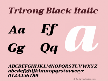 Trirong Black Italic Version 1.001 Font Sample