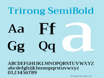 Trirong SemiBold Version 1.001 Font Sample