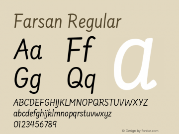 Farsan Regular Version 1.001g;PS 1.001;hotconv 1.0.86;makeotf.lib2.5.63406 DEVELOPMENT Font Sample