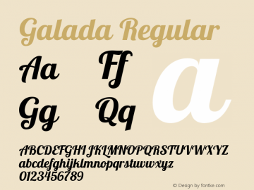 Galada Regular Version 1.261;PS 1.261;hotconv 1.0.86;makeotf.lib2.5.63406 Font Sample