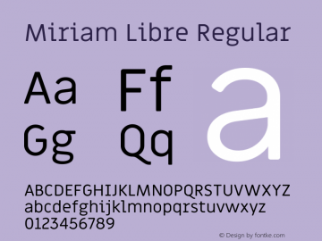 Miriam Libre Regular Version 1.001 Font Sample