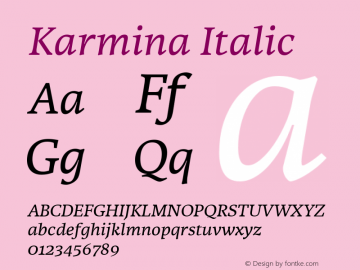 Karmina-Italic Version 1.002 Font Sample