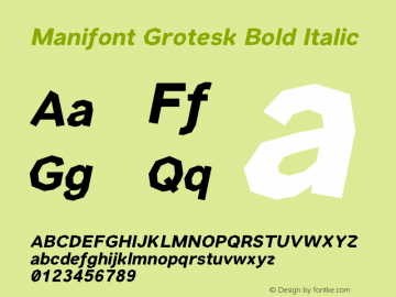 ManifontGroteskBoldItalic Version 002.001图片样张