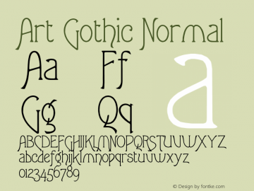 Art Gothic Normal 1.0 Thu Aug 07 17:50:52 1997 Font Sample