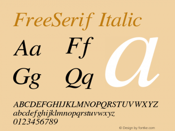 FreeSerif Italic Version 0412.2268 Font Sample