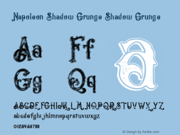 Napoleon Shadow Grunge Version 1.000 Font Sample