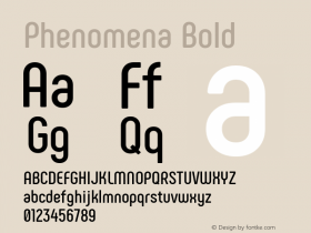 Phenomena Bold Regular Version 1.000;PS 001.000;hotconv 1.0.88;makeotf.lib2.5.64775 Font Sample