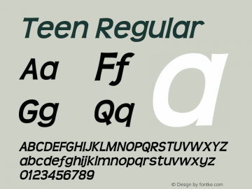 Teen Regular Version 4.001 Font Sample