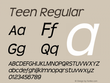 Teen Regular Version 4.001 Font Sample