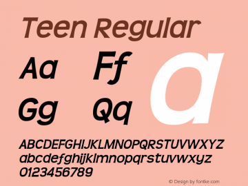 Teen Regular Version 4.001 Font Sample