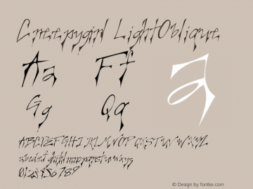 Creepygirl LightOblique Altsys Fontographer 4.1 9/3/96 Font Sample