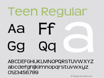 Teen Regular OTF 4.000;PS 001.001;Core 1.0.29 Font Sample