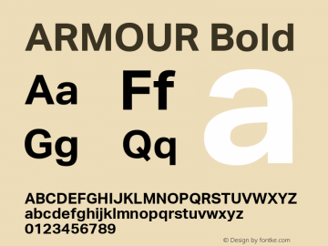 ARMOUR Bold Version 1.000 Font Sample