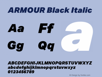 ARMOUR Black Italic Version 1.000 Font Sample