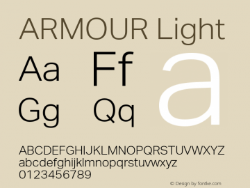 ARMOUR Light Version 1.000 Font Sample