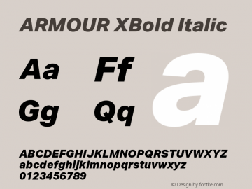 ARMOUR XBold Italic Version 1.000 Font Sample
